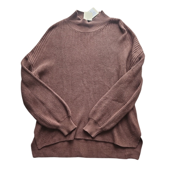 The Wholesome Store 100% Cotton Chocolate Brown Mock Sweater, XL/XXL - Picture 1 of 5